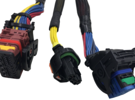 Durable circular connectors with braided cable harness, designed for secure and reliable electronic connections at MAKS Inc.