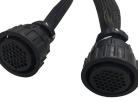 Durable circular connectors with braided cable harness, designed for secure and reliable electronic connections at MAKS Inc.